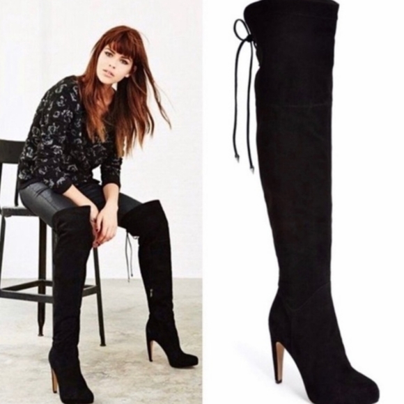 Sam Edelman Kayla Over The Knee Black Suede Boots - Picture 1 of 16